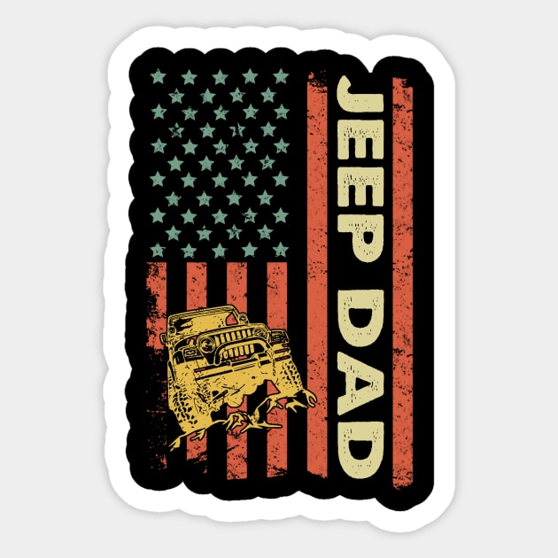 Jeep Dad American Flag Jeep Father's Day Jeep Gift Jeep Papa America Jeep 4th of July Sticker by Liza Canida